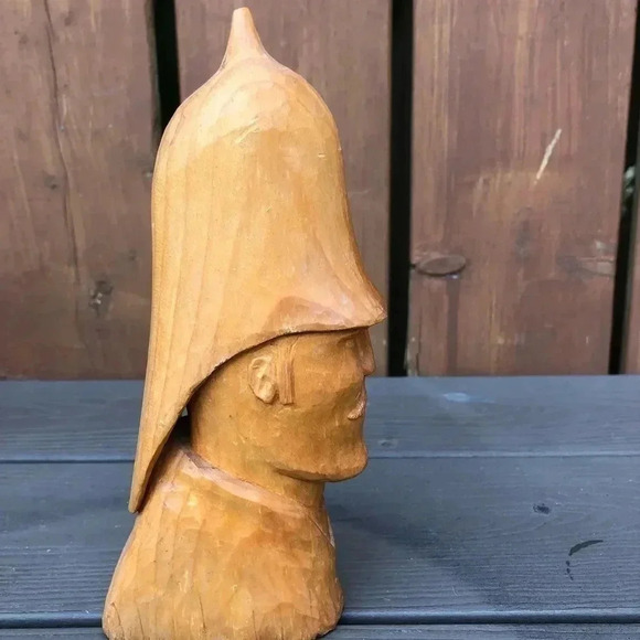 Hand Carved Wooden  Bust - Picture 2 of 7